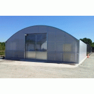 Tente de stockage fermée / structure fixe en acier / couverture unie / porte / bardage métallique / avec fondation