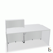 Banque d'accueil compacte WAVE avec plateau bas - MDD - 157, Blanc brillant, Droite_3