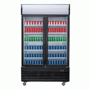 Vitrine réfrigérée positive 2 portes battantes avec caisson lumineux Série G 950L noire | Polar - GM813_2