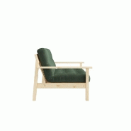 Canapé convertible futon UNWIND - Pin naturel - Coloris vert olive - Couchage 130 x 190 cm_2