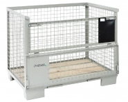 Palette métallique grillagée - caisses-palettes EPAL gerbables avec demi-portes et plancher bois optionnel_2