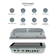 Panel PC industriel fanless 10.1 pouces 16:10 WXGA pour HMI, supervision et automatisation - EVI-C010WBC - Façade avant IP66, Intel Elkhart Lake_2
