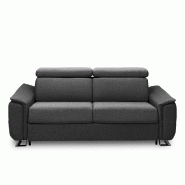 Canapé convertible express Réaumur 140 cm - Matelas 16 cm - Pieds luge acier - Cuir vachette gris graphite_2