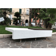Banc public Ela Mini Mad UM371LM2 - siège béton armé hydrofuge, structure inox, lattes bois tropical_2