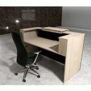 Borne d'accueil bicolore Delta First avec réhausse - Mobel Linea. - 144, Oui, Anthracite / acacia clair_0