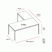 Bureau de Direction avec retour X1- Officity - 200, Blanc, Blanc_2