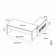 Bureau d'angle T45 avec desserte dos design - Quadrifoglio - 192, Droite, Noyer Canaletto_2