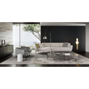 Canapé Hudson OLTA - Blanc cassé beige avec piètement en acier - Structure en bois et mousse haute qualité_2