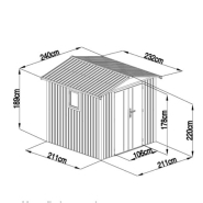 Abri de jardin en métal blanc aluminium 5.71 m² avec kit d'ancrage - RAL9006 - Réf. J-ABR279_2