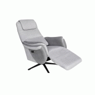 Fauteuil relax électrique ZILIA - Bi-moteur, tissu gris clair/gris foncé, piètement étoile métal noir - Pivotant 360°_2