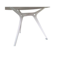 Table ronde blanche d'occasion - Mélaminé et acier epoxy - 100 cm de diamètre - Moderne et élégante_2