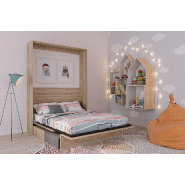 Armoire lit escamotable Genius Sofa - chêne et canapé gris - couchage 140x200 cm avec ouverture assistée_2