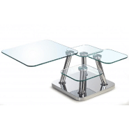Table basse EGO - 4 plateaux pivotants en verre trempé - Piétement en acier chromé brillant_2
