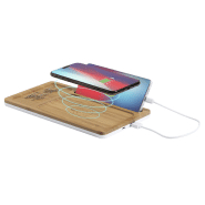 Chargeur induction en bambou - Support téléphone portable - USB et sans fil - Max. 1000 mA_2