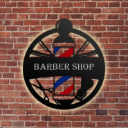 Enseigne barber shop option LED - Marron_2