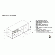 Meuble de service bicolore - MDD - Blanc pastel, Noyer