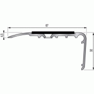 Nez de marche en aluminium anodisé perçé avec bande carbo anthricite 67 x 32 x 3000 mm