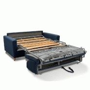 Canapé convertible express VirGola - Matelas 16 cm - Sommier à lattes 160 cm - Tissu tweed bleu_2