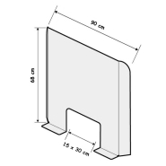 Écran de Protection Plexiglass Transparent - H 60 x L 76 x P 16 cm - Réf : 490760 - Passe-documents et fixation adhésive_2