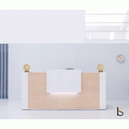 Grand bureau d'accueil droit Tera - MDD - Blanc, 284, Avec réhausse lumineuse_2