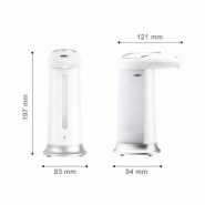 Lot de 3 distributeurs automatiques de savon et gel hydroalcoolique 330 ml - Gris et blanc - ABS antibactérien_2