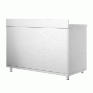 Meuble bas inox adossé P 600 mm avec portes -_2