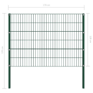 Vidaxl panneau de clôture avec poteaux fer 1,7 x 1,2 m vert 144934_2