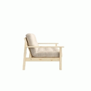 Canapé convertible futon UNWIND - Pin naturel beige - 130 x 190 cm - Style scandinave_2