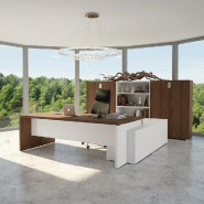 Bureau Bi-colore TAK avec rangement intégré - Mobel Linea - 185, Acacia foncé, Gauche_0
