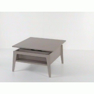 Table basse relevable BRIGHTON gris taupe 80x80 cm - Design moderne avec plateau en bois stratifié_2