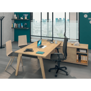 Bureau de direction design unique et chaleureux - Woody Manager - Burocéan - avec vérins de mise à niveau et piétement en bois moulé_2