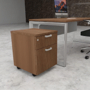 Caisson mobile monocolore avec tiroir pour dossiers suspendus  - MOBEL LINEA - Acacia foncé_2