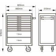 Servante Premium Storage HUB E77 - 66 cm avec 9 tiroirs, châssis double paroi et système de verrouillage pivotant - 1477K9_2