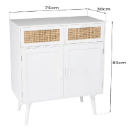 Buffet Andros blanc - 2 tiroirs et 2 portes avec cannage naturel en rotin_2