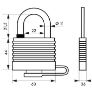 Cadenas à clé Bumper 54 mm noir - Corps acier zingué gainé PVC - Marque Thirard - Réf. 00002813_2