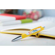 Stylo à bille en plastique - large clip personnalisable - encre bleue - couleur jaune - 10g_2