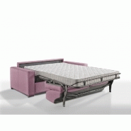 Canapé convertible 2-3 places Excellence 120 cm - Sommier à lattes - Matelas Memory 18 cm - Velours rose_2