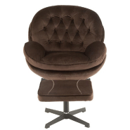 Fauteuil relax Marianah marron - style contemporain avec structure en bois et assise capitonnée en velours_2
