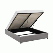 Lit coffre Dorres 180x200cm - sommier relevable gris avec grand coffre de rangement_2