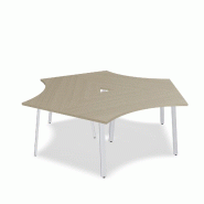Bureau bench 3 personnes Ogi A - MDD. - Blanc 9010, Chêne Canadien_2