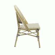Paris - Chaise de bistrot en rotin synthétique bambou-blanc/noir_2