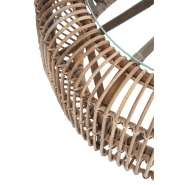 Table ronde BYZA en rotin naturel et verre - Design naturel et compact - Ø85 cm_2