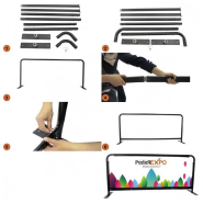 Barrière publicitaire de sécurité à personnaliser - Référence: BAR-PUB - Structure en carbone noir - Impression recto verso_2