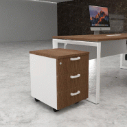 Caisson mobile 3 tiroirs classiques bicolore - MobelLinea - Blanc pastel, Acacia foncé_2