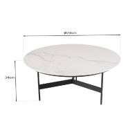 Table basse ronde DILA 78 cm - plateau effet marbre robuste et design moderne_2
