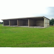 Abri de stockage / structure en bois / toiture en bacacier / bardage en bois / ancrage au sol avec platine / 12 x 3 x 2.95 m_2