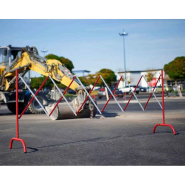 Barrière extensible en acier rouge et blanc - Réf : 100100 - Lot de 4 pièces - Hauteur 1000 mm, extensible jusqu'à 3000 mm_2