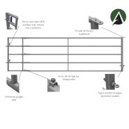 Bp56 - 	barriere prairie / porte pâturage galvanisee extensible de 5 à 6 mètres_2