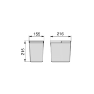 Poubelles pour tiroir de cuisine Recycle Emuca - 2 x 6 litres - Hauteur 216 mm - Plastique gris anthracite_2