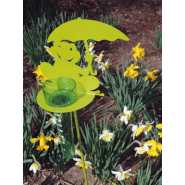 Support pluviomètre à piquer grenouille vert anis - H. 1,16 m - acier époxy résistant UV et gel - fabrication française_2